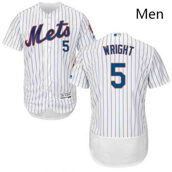 Mens Majestic New York Mets 5 David Wright White Home Flex Base Authentic Collection MLB Jersey